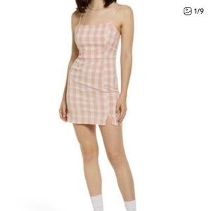 BP Blush Checkered Plaid Strappy Mini Dress, Small